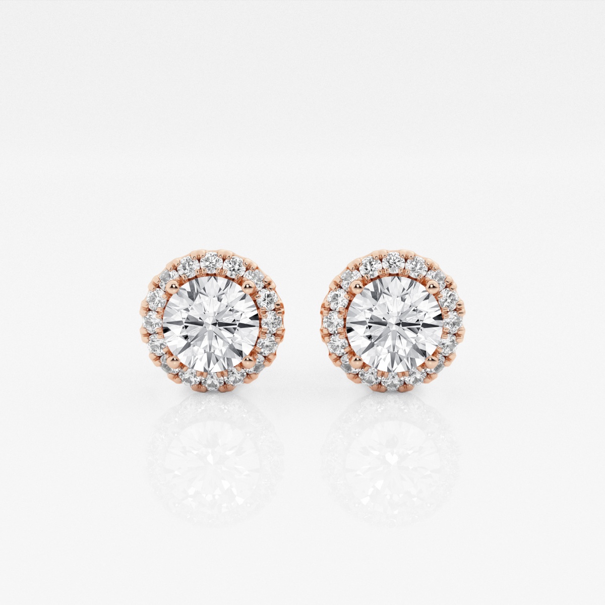 product video for 1 1/5 ctw Round Lab Grown Diamond Halo Stud Earrings