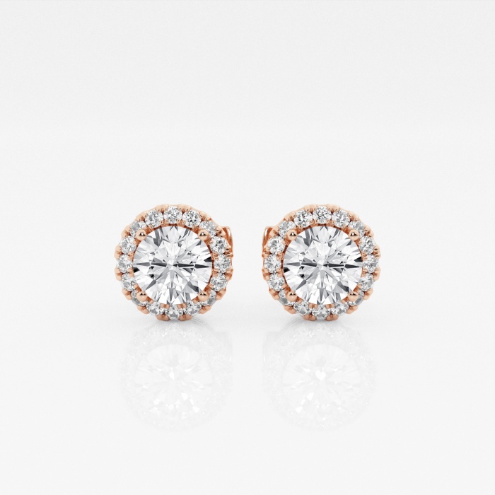 Additional Image 2 for  1 1/5 ctw Round Lab Grown Diamond Halo Stud Earrings