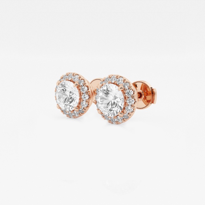 1 7/8 ctw Round Lab Grown Diamond Halo Certified Stud Earrings