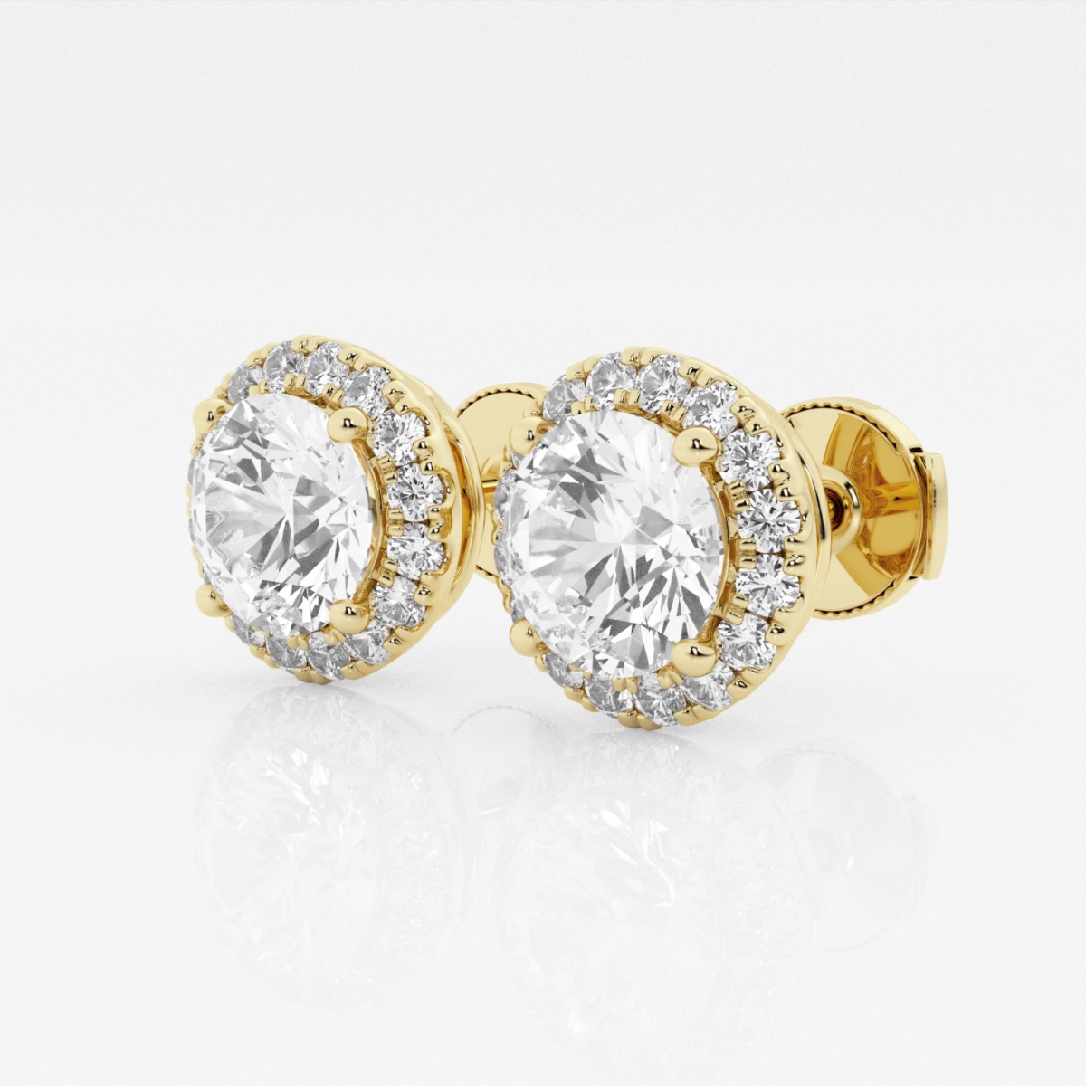 Additional Image 1 for  3 1/2 ctw Round Lab Grown Diamond Halo Certified Stud Earrings