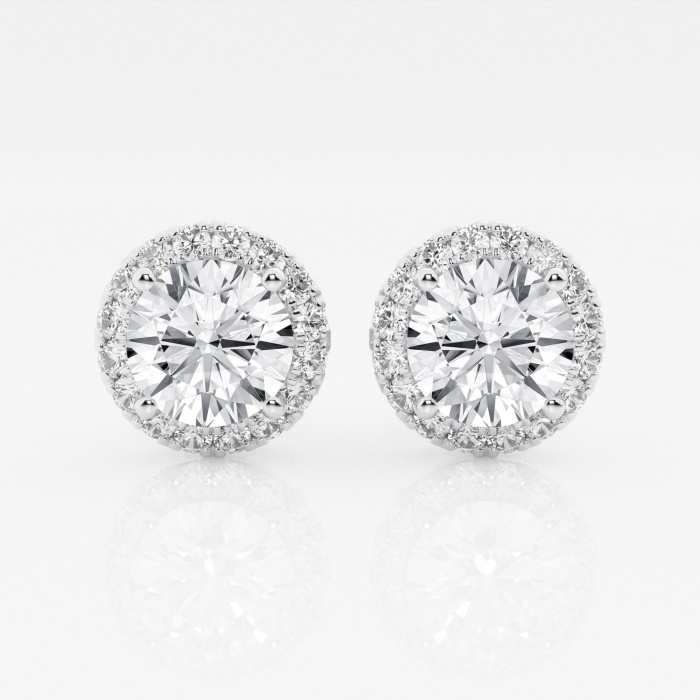 Additional Image 2 for  3 1/2 ctw Round Lab Grown Diamond Halo Certified Stud Earrings