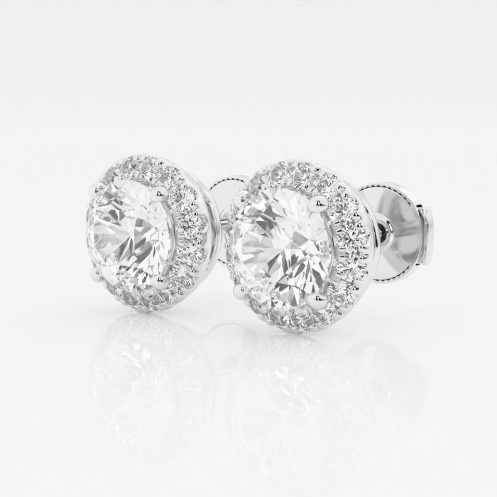 Additional Image 1 for  3 1/2 ctw Round Lab Grown Diamond Halo Certified Stud Earrings