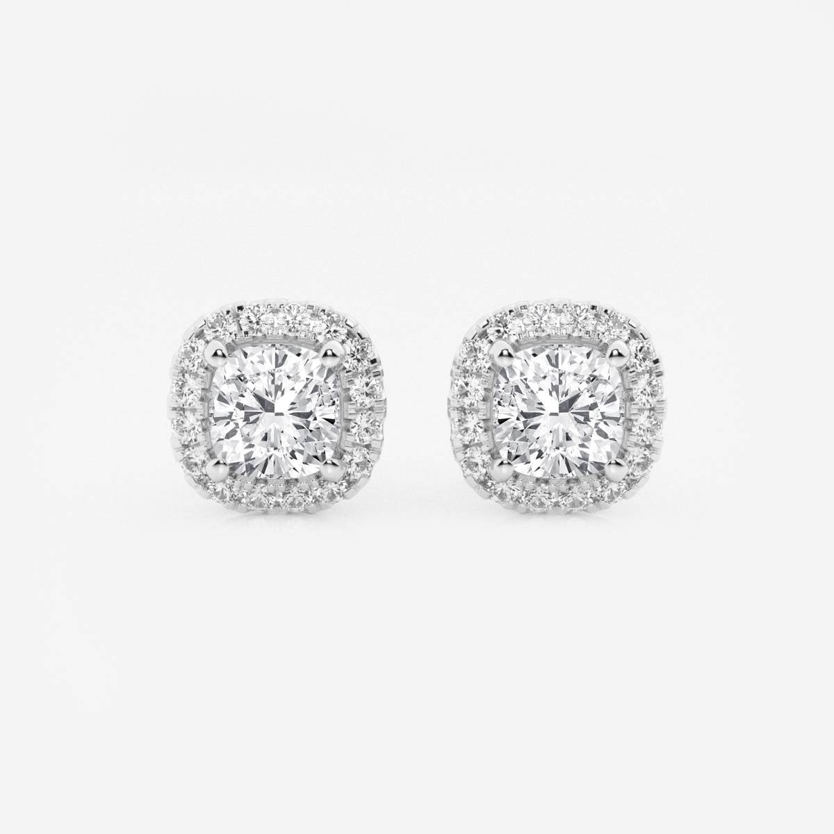 1 3/4 ctw Cushion Lab Grown Diamond Halo Certified Stud Earrings