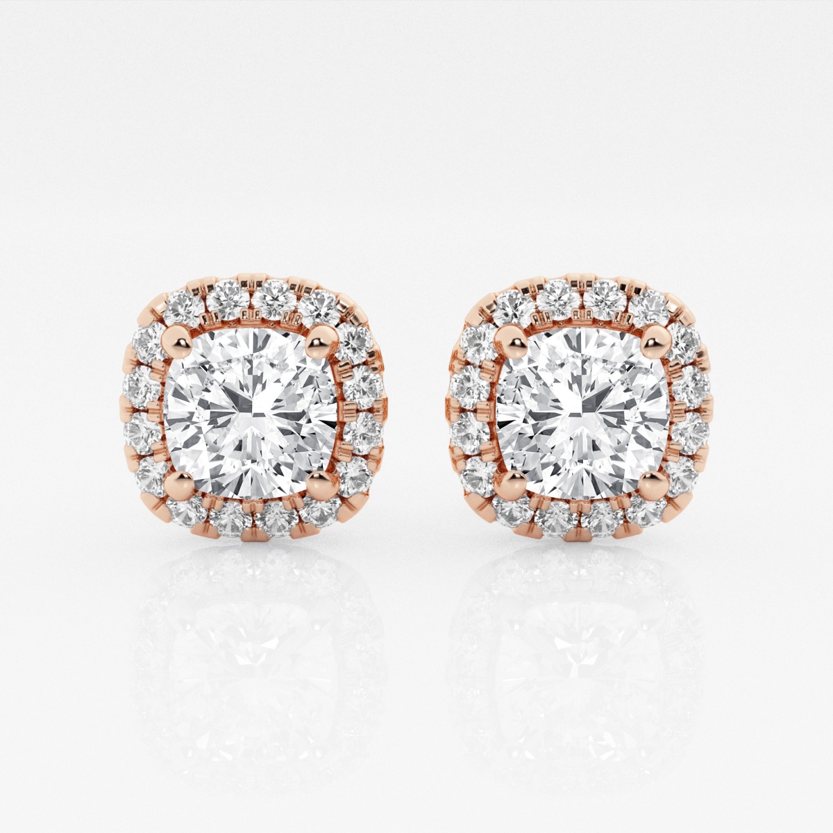 Additional Image 2 for  3 1/2 ctw Cushion Lab Grown Diamond Halo Certified Stud Earrings