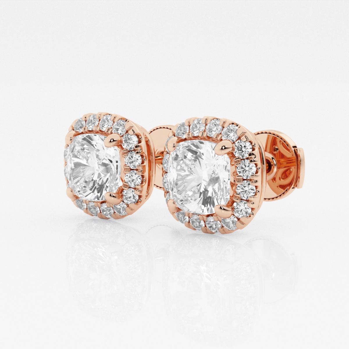 Additional Image 1 for  3 1/2 ctw Cushion Lab Grown Diamond Halo Certified Stud Earrings
