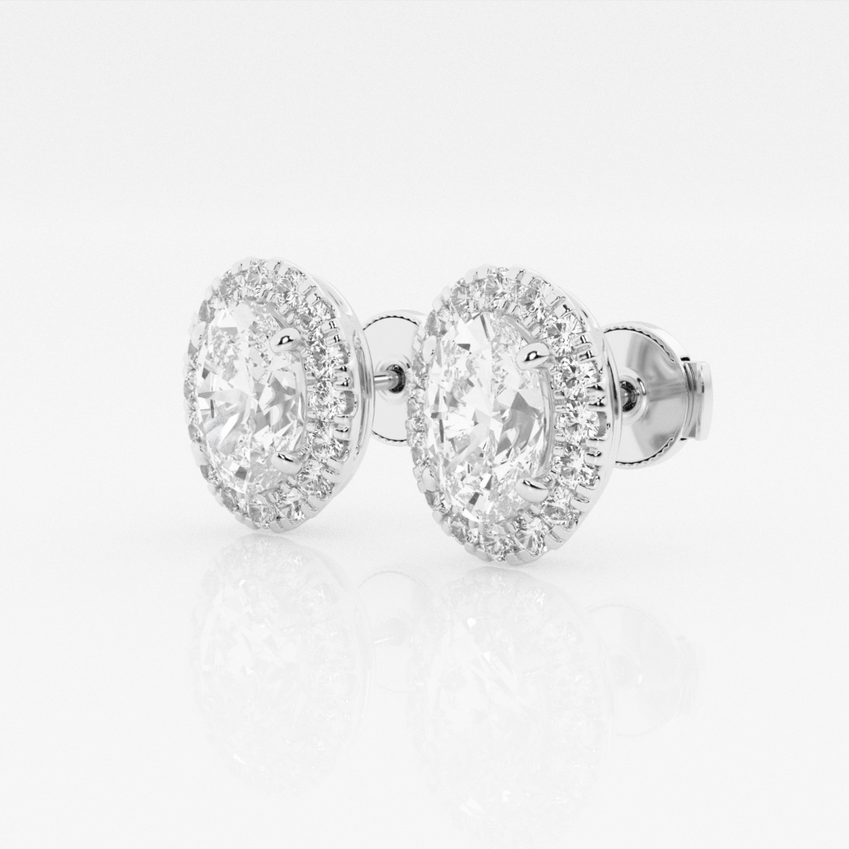 Additional Image 1 for  2 3/8 ctw Oval Lab Grown Diamond Halo Certified Stud Earrings