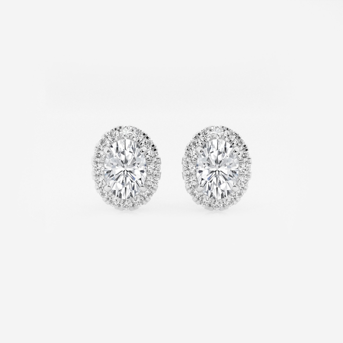 2 3/8 ctw Oval Lab Grown Diamond Halo Certified Stud Earrings