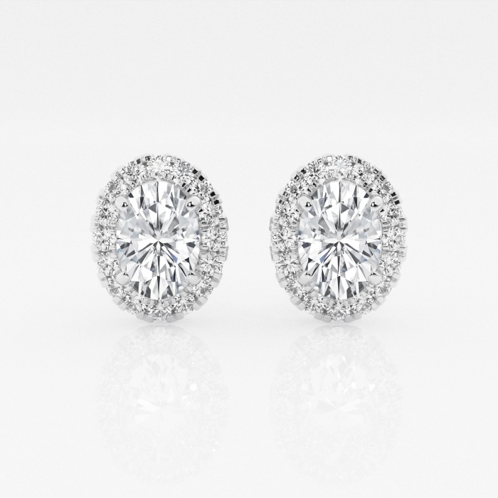 Additional Image 2 for  2 3/8 ctw Oval Lab Grown Diamond Halo Certified Stud Earrings