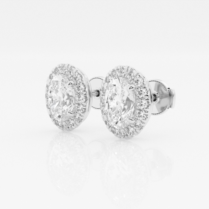 Additional Image 1 for  2 3/8 ctw Oval Lab Grown Diamond Halo Certified Stud Earrings