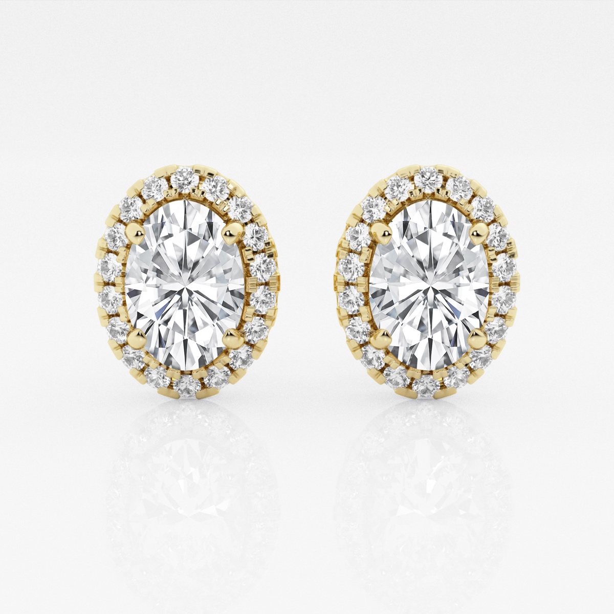 Additional Image 2 for  3 1/2 ctw Oval Lab Grown Diamond Halo Certified Stud Earrings
