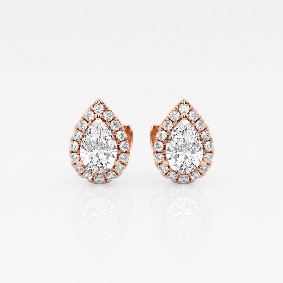1 1/5 ctw Pear Lab Grown Diamond Halo Stud Earrings
