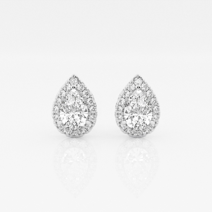 1 1/5 ctw Pear Lab Grown Diamond Halo Stud Earrings