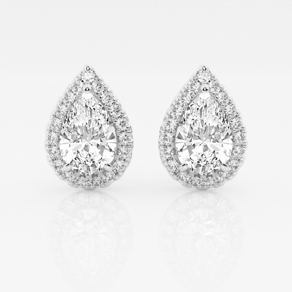 3 1/2 ctw Pear Lab Grown Diamond Halo Certified Stud Earrings