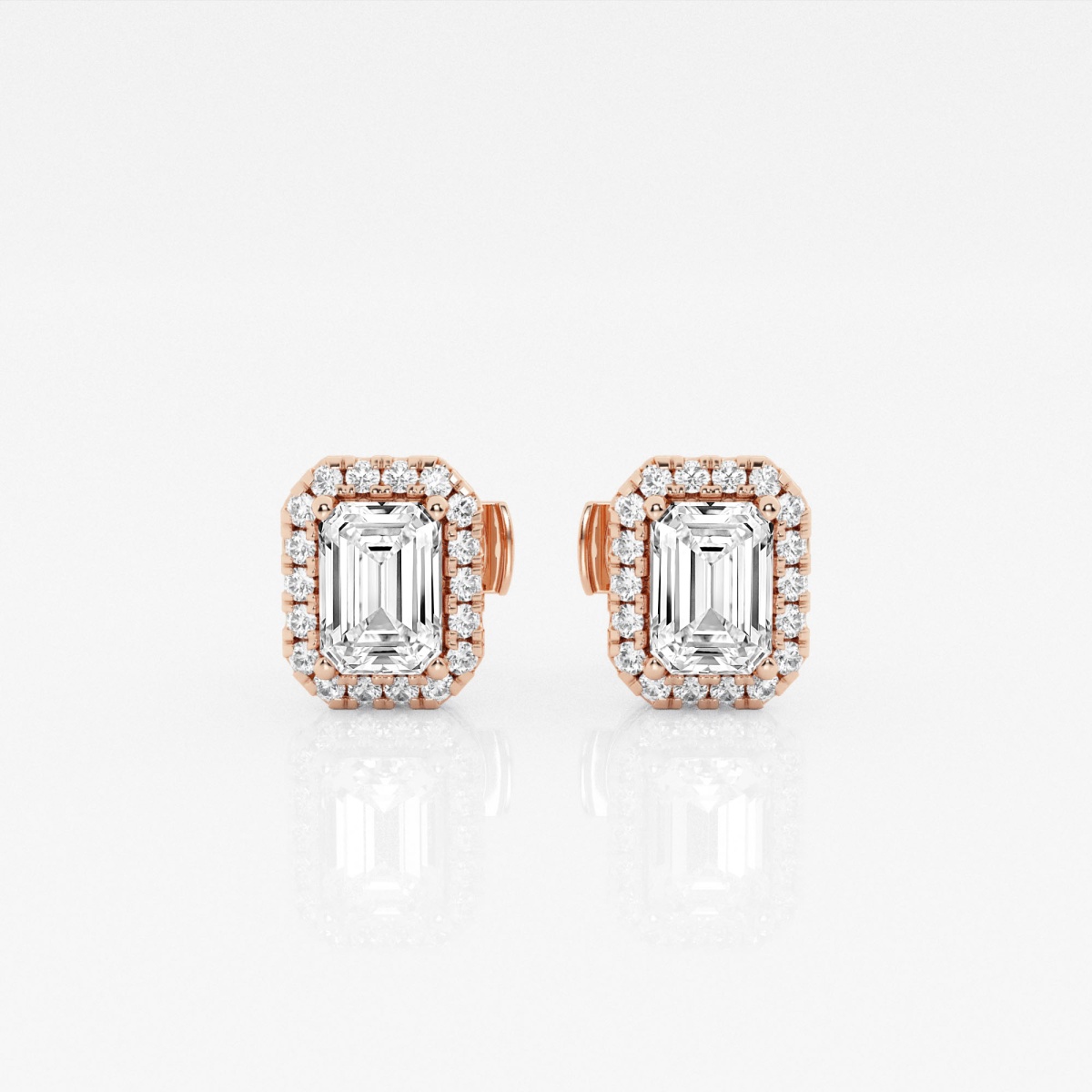 1 1/10 ctw Emerald Lab Grown Diamond Halo Stud Earrings