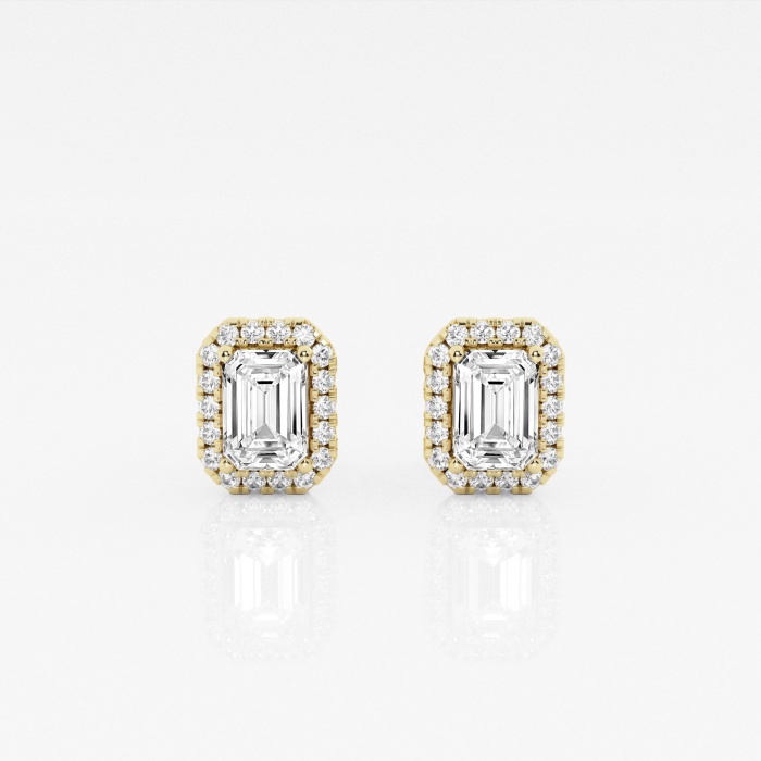 1 1/10 ctw Emerald Lab Grown Diamond Halo Stud Earrings