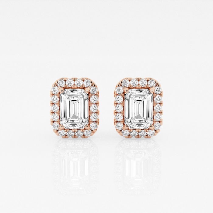 1 7/8 ctw Emerald Lab Grown Diamond Halo Certified Stud Earrings