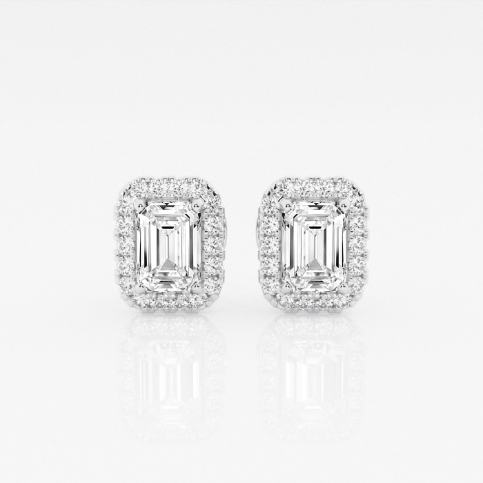 Additional Image 2 for  1 7/8 ctw Emerald Lab Grown Diamond Halo Certified Stud Earrings