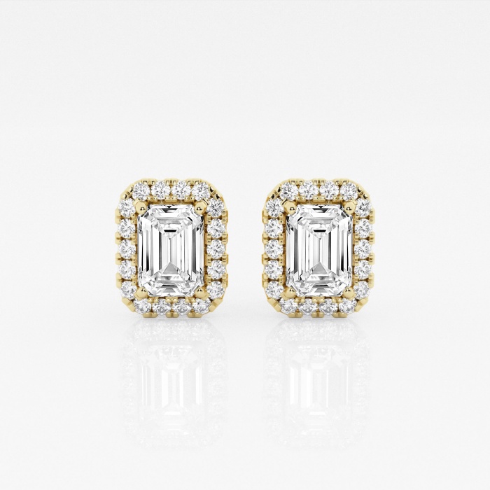 1 3/4 ctw Emerald Lab Grown Diamond Halo Certified Stud Earrings