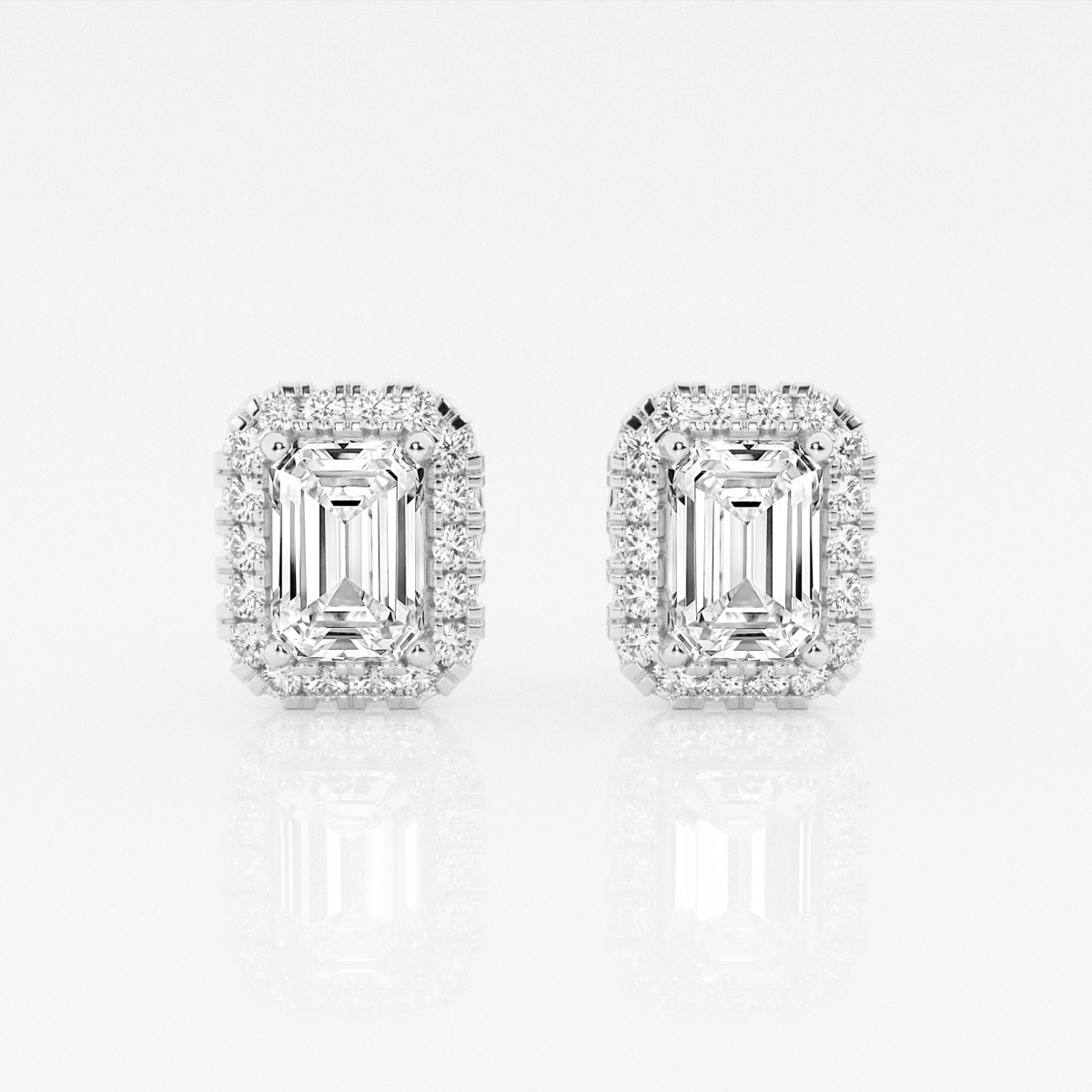 Additional Image 2 for  2 1/3 ctw Emerald Lab Grown Diamond Halo Certified Stud Earrings