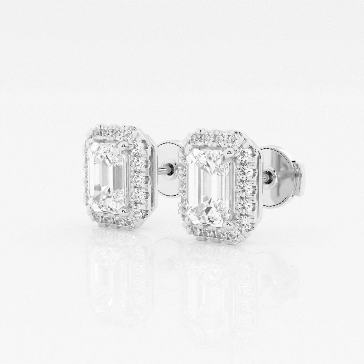 Additional Image 1 for  2 1/3 ctw Emerald Lab Grown Diamond Halo Certified Stud Earrings