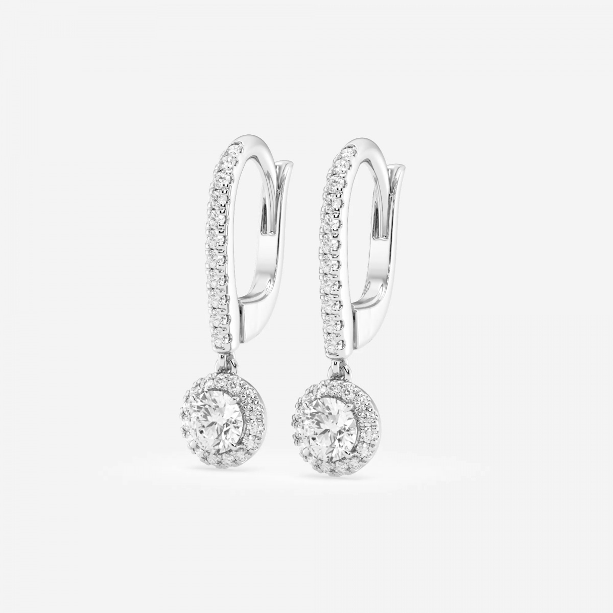 Additional Image 1 for  3/4 ctw Round Lab Grown Diamond Halo Drop Earrings