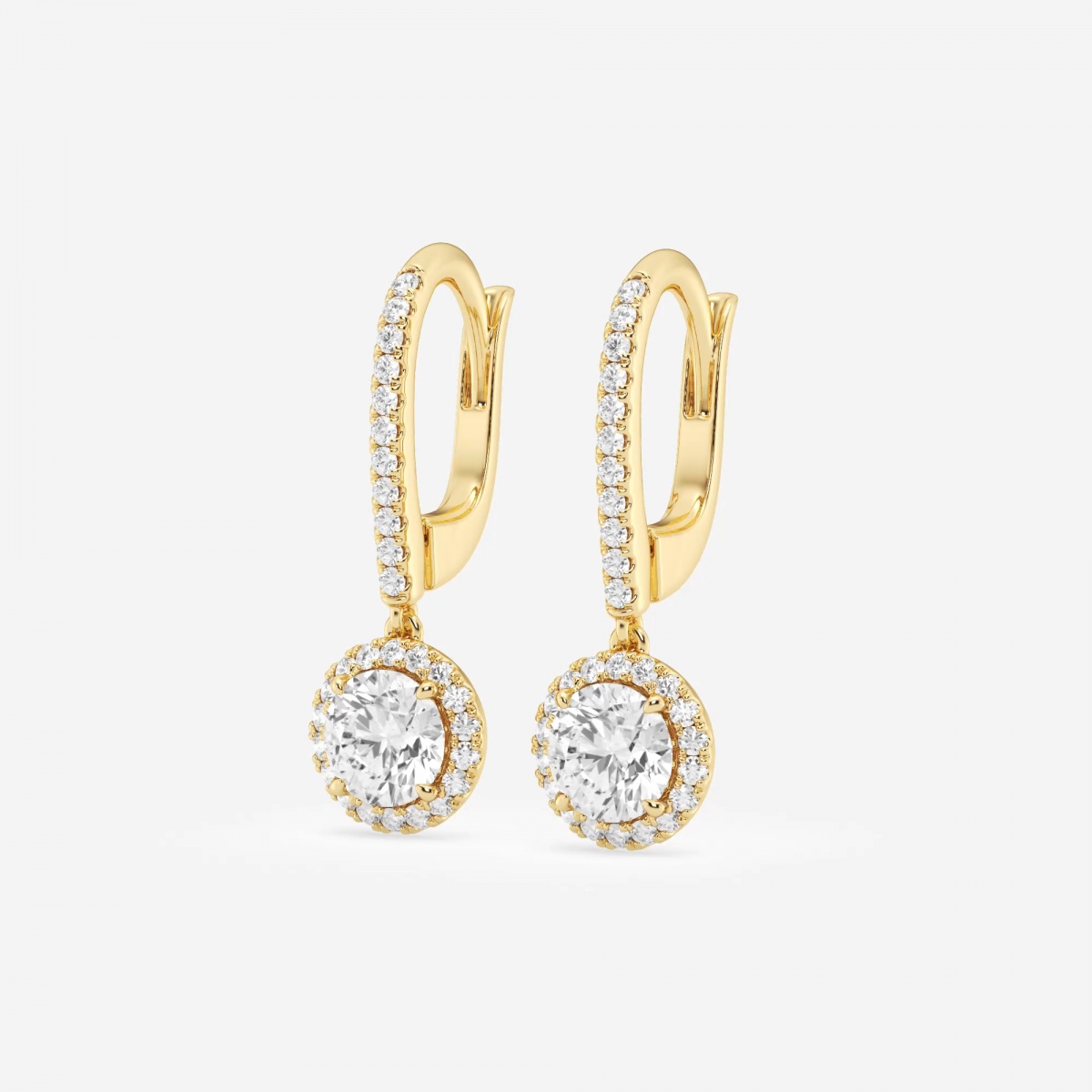 Additional Image 1 for  1 1/4 ctw Round Lab Grown Diamond Halo Drop Earrings
