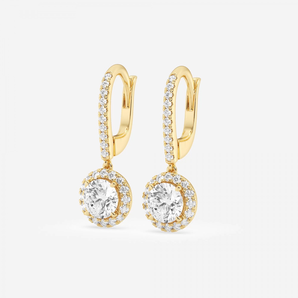 Additional Image 1 for  1 7/8 ctw Round Lab Grown Diamond Halo Drop Earrings
