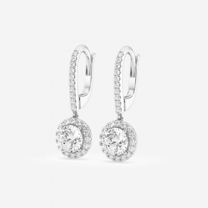 Additional Image 1 for  1 7/8 ctw Round Lab Grown Diamond Halo Drop Earrings