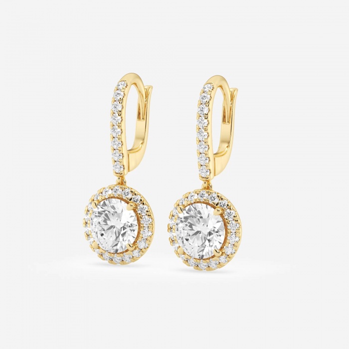 Additional Image 1 for  3 1/2 ctw Round Lab Grown Diamond Halo Drop Earrings