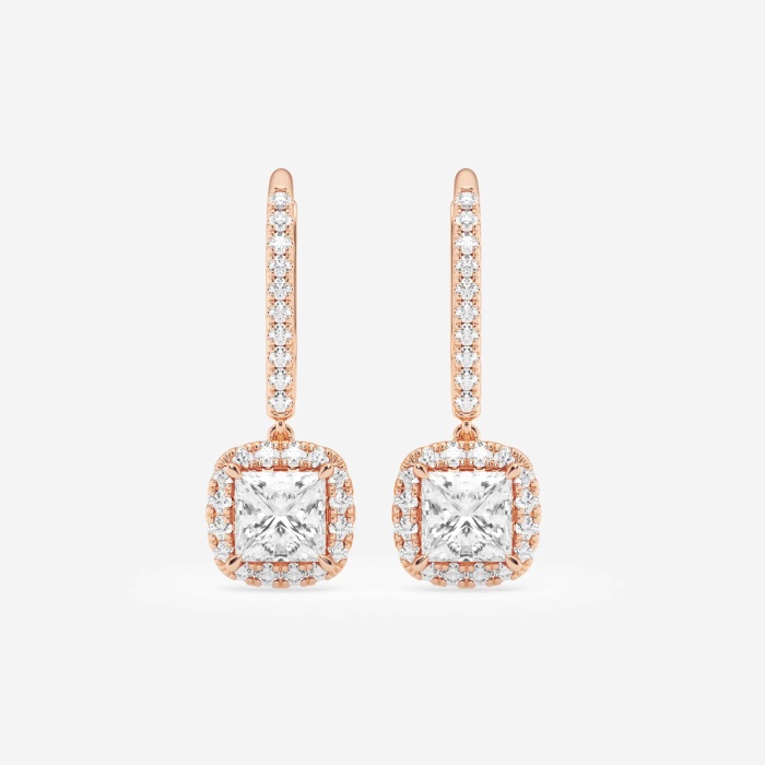 1 7/8 ctw Princess Lab Grown Diamond Halo Drop Earrings