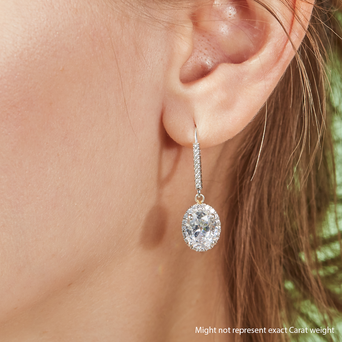 3/4 ctw Oval Lab Grown Diamond Halo Drop Earrings