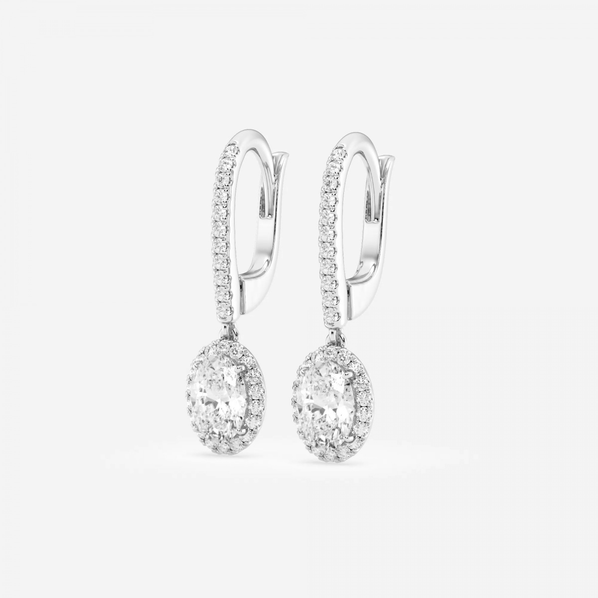 Additional Image 1 for  1 1/4 ctw Oval Lab Grown Diamond Halo Drop Earrings