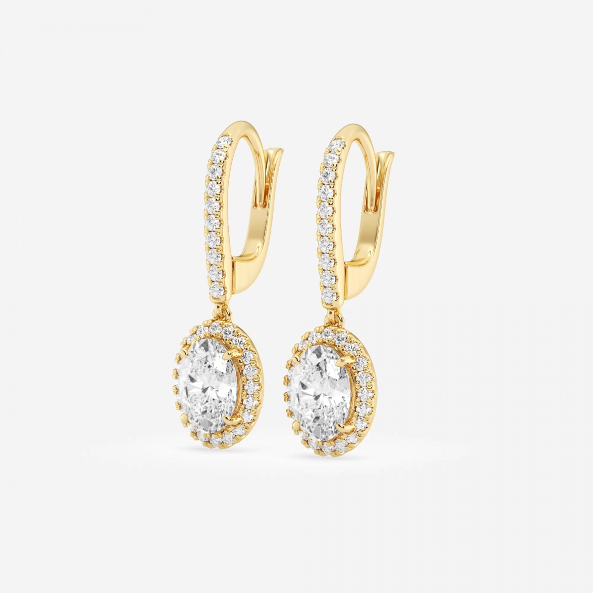 Additional Image 1 for  1 7/8 ctw Oval Lab Grown Diamond Halo Drop Earrings
