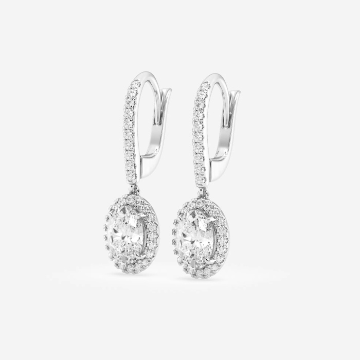 1 7/8 ctw Oval Lab Grown Diamond Halo Drop Earrings
