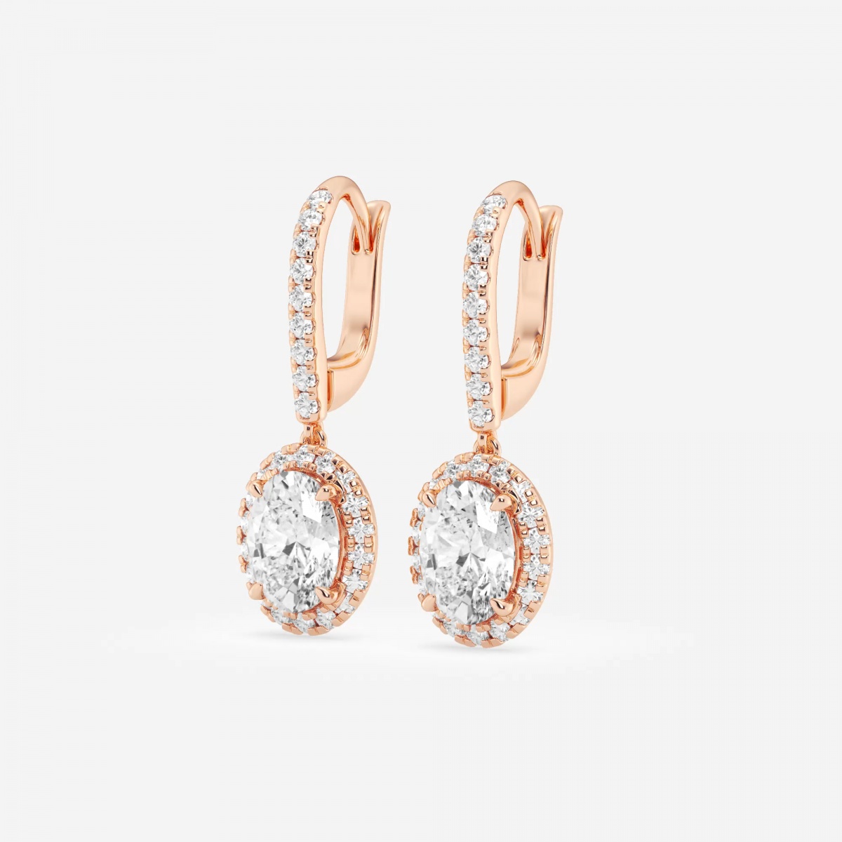 Additional Image 1 for  2 1/2 ctw Oval Lab Grown Diamond Halo Drop Earrings