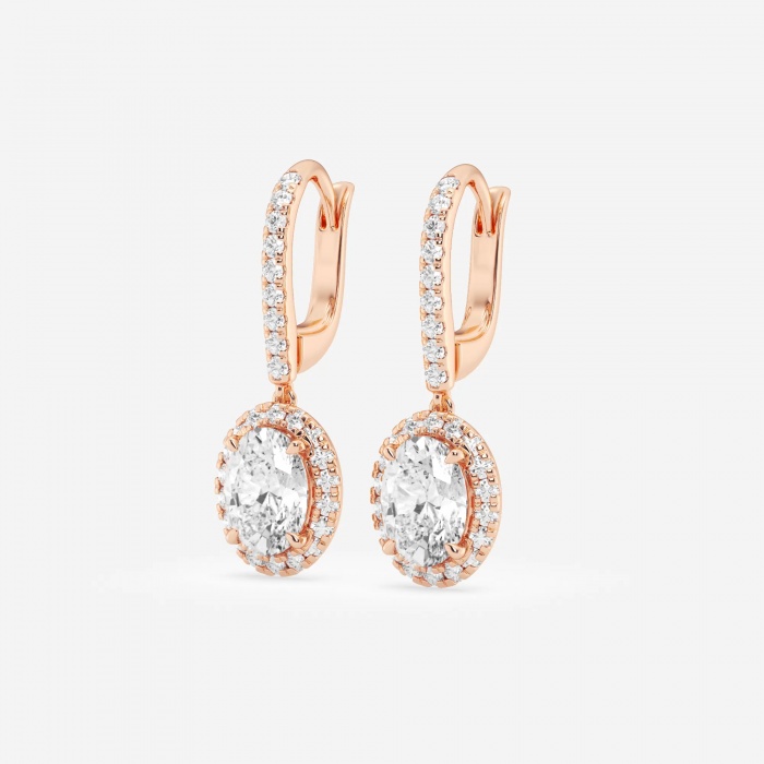 Additional Image 1 for  2 1/2 ctw Oval Lab Grown Diamond Halo Drop Earrings