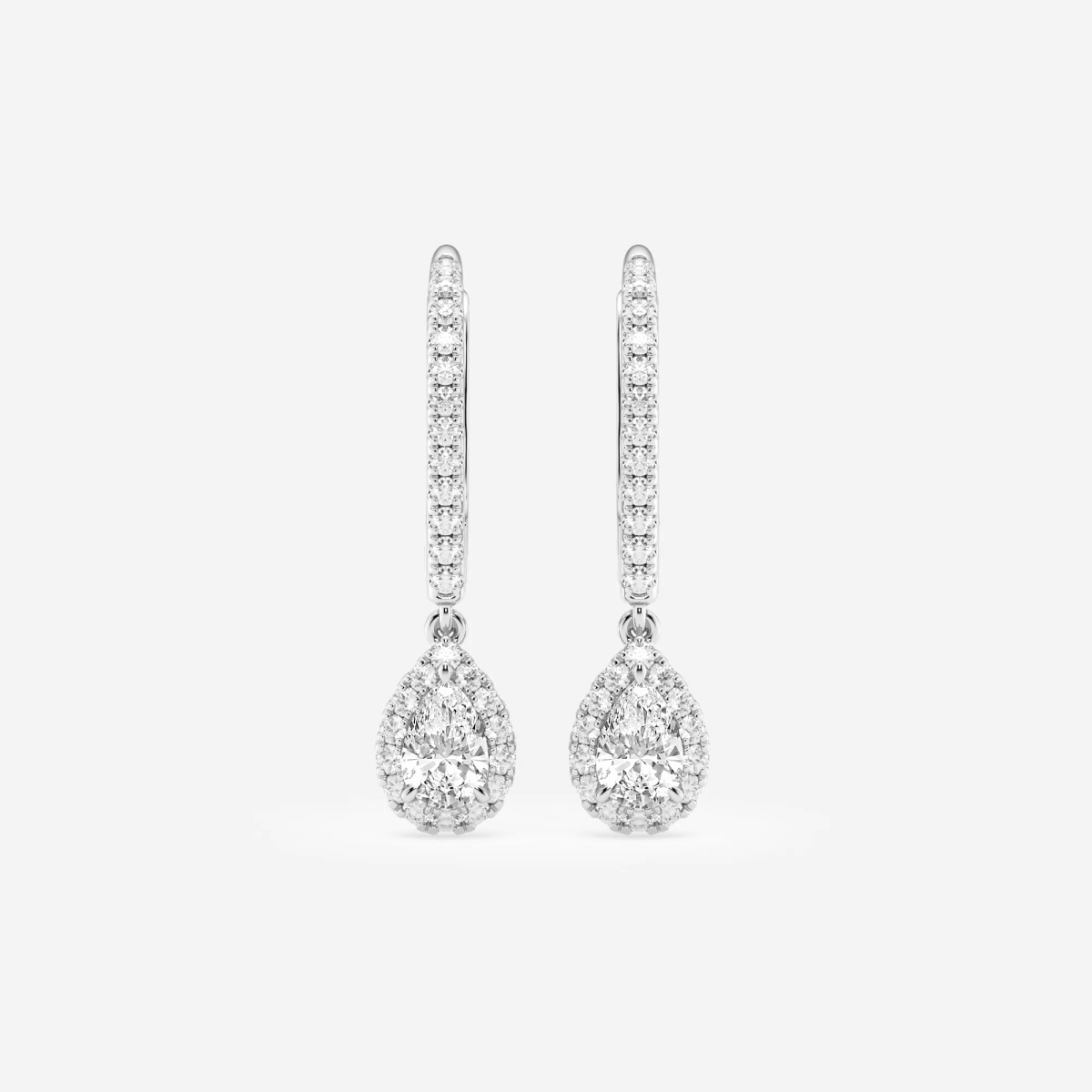 product video for 3/4 ctw Pear Lab Grown Diamond Halo Drop Earrings