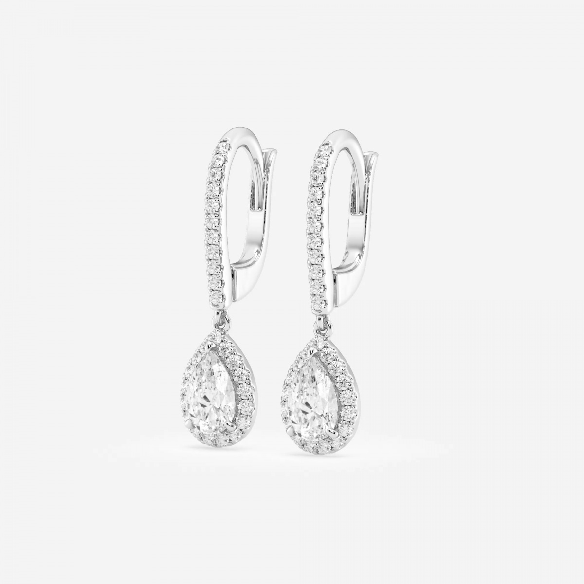 Additional Image 1 for  1 1/4 ctw Pear Lab Grown Diamond Halo Drop Earrings