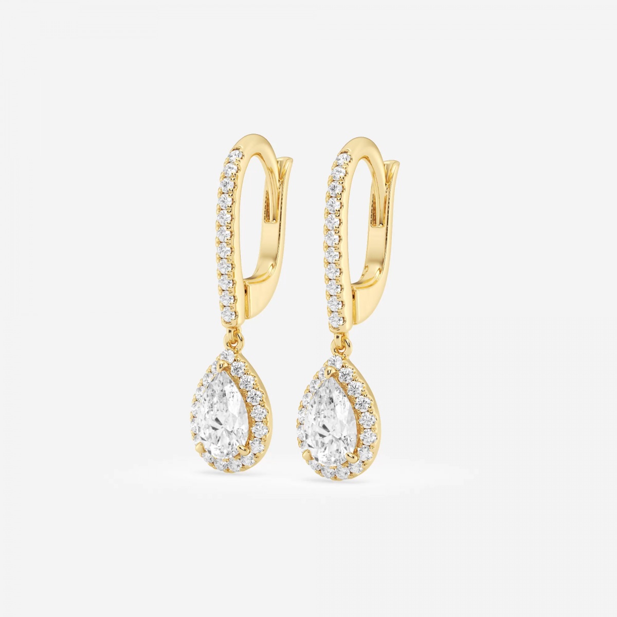 Additional Image 1 for  1 1/4 ctw Pear Lab Grown Diamond Halo Drop Earrings