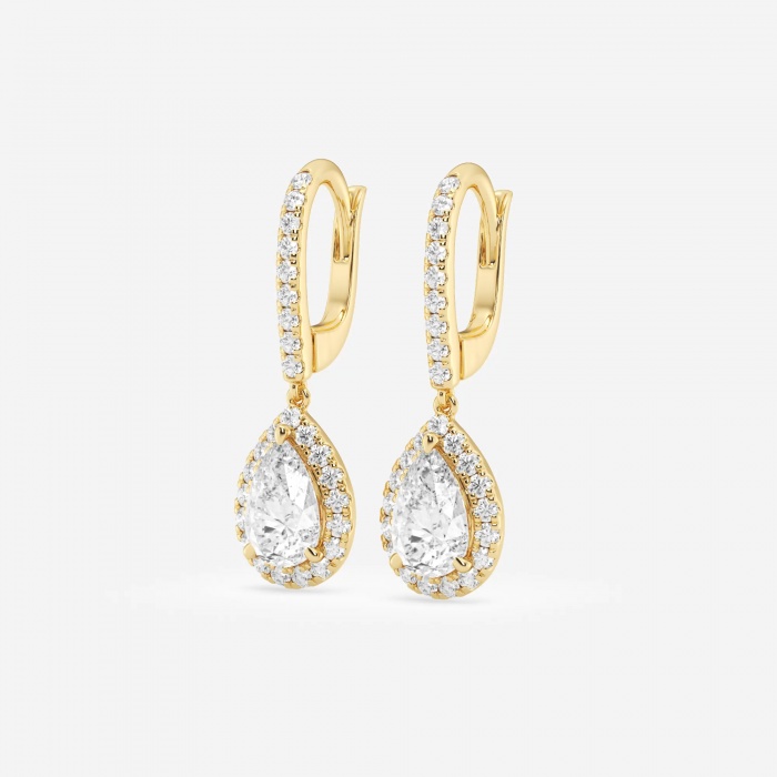 Additional Image 1 for  2 1/2 ctw Pear Lab Grown Diamond Halo Drop Earrings