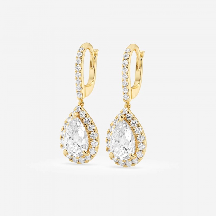 Additional Image 1 for  4 7/8 ctw Pear Lab Grown Diamond Halo Drop Earrings