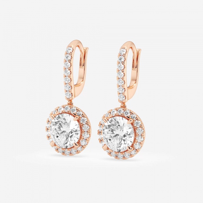 Additional Image 1 for  4 3/4 ctw Round Lab Grown Diamond Halo Drop Earrings