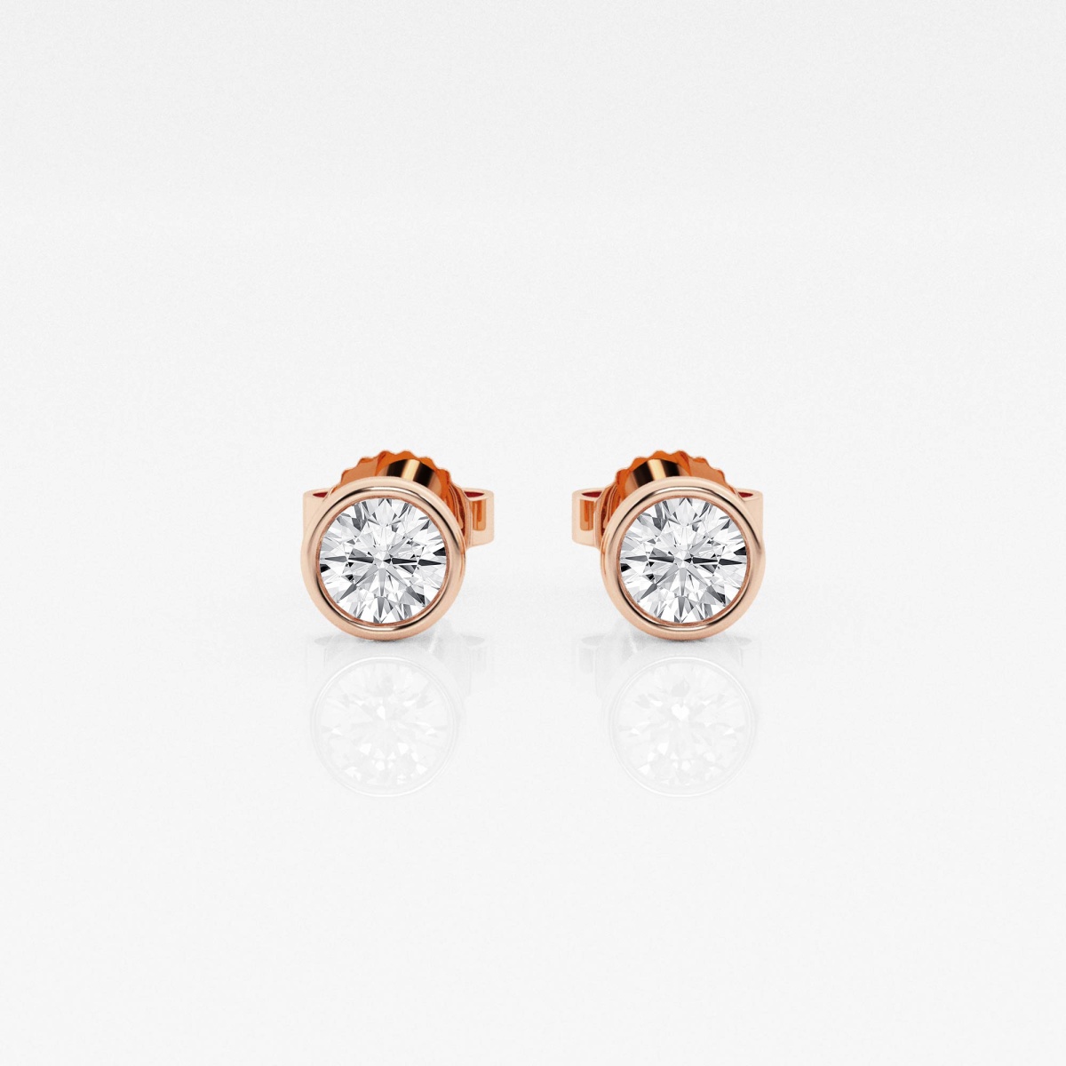 Additional Image 2 for  1/2 ctw Round Lab Grown Diamond Bezel Set Solitaire Stud Earrings