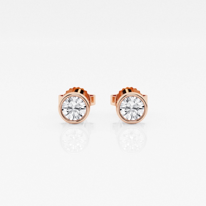 Additional Image 2 for  1/2 ctw Round Lab Grown Diamond Bezel Set Solitaire Stud Earrings