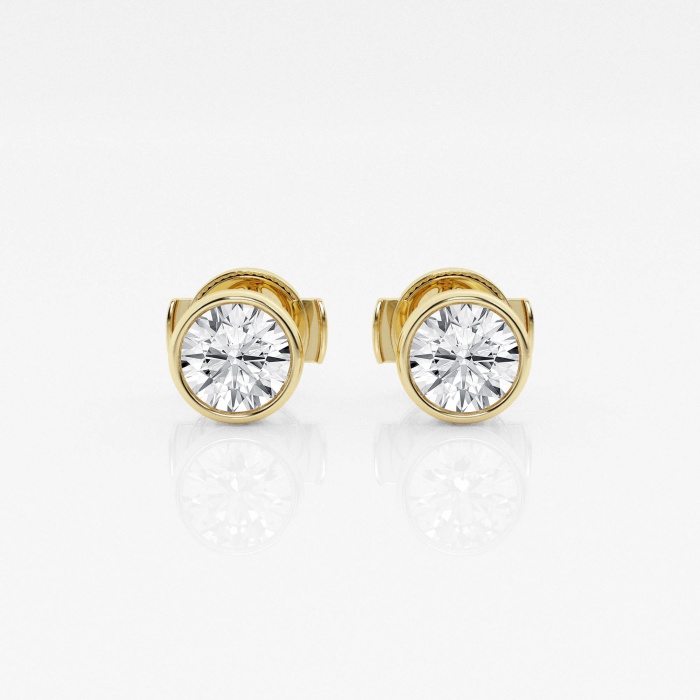 Additional Image 2 for  1 ctw Round Lab Grown Diamond Bezel Set Solitaire Stud Earrings