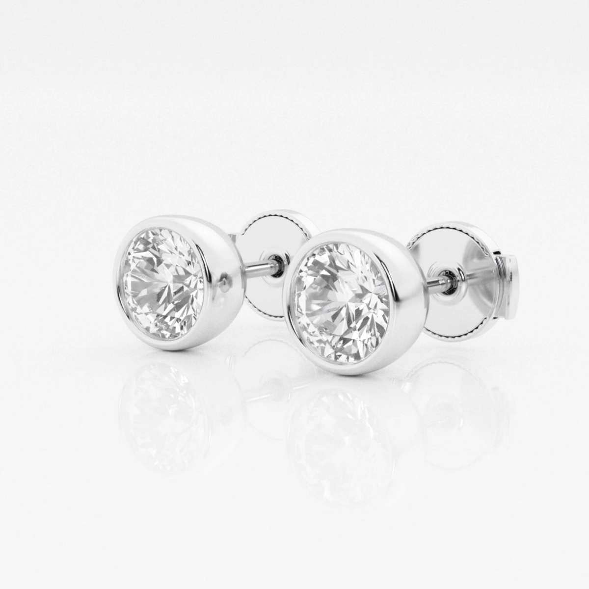 Additional Image 1 for  1/2 ctw Round Lab Grown Diamond Bezel Set Solitaire Stud Earrings
