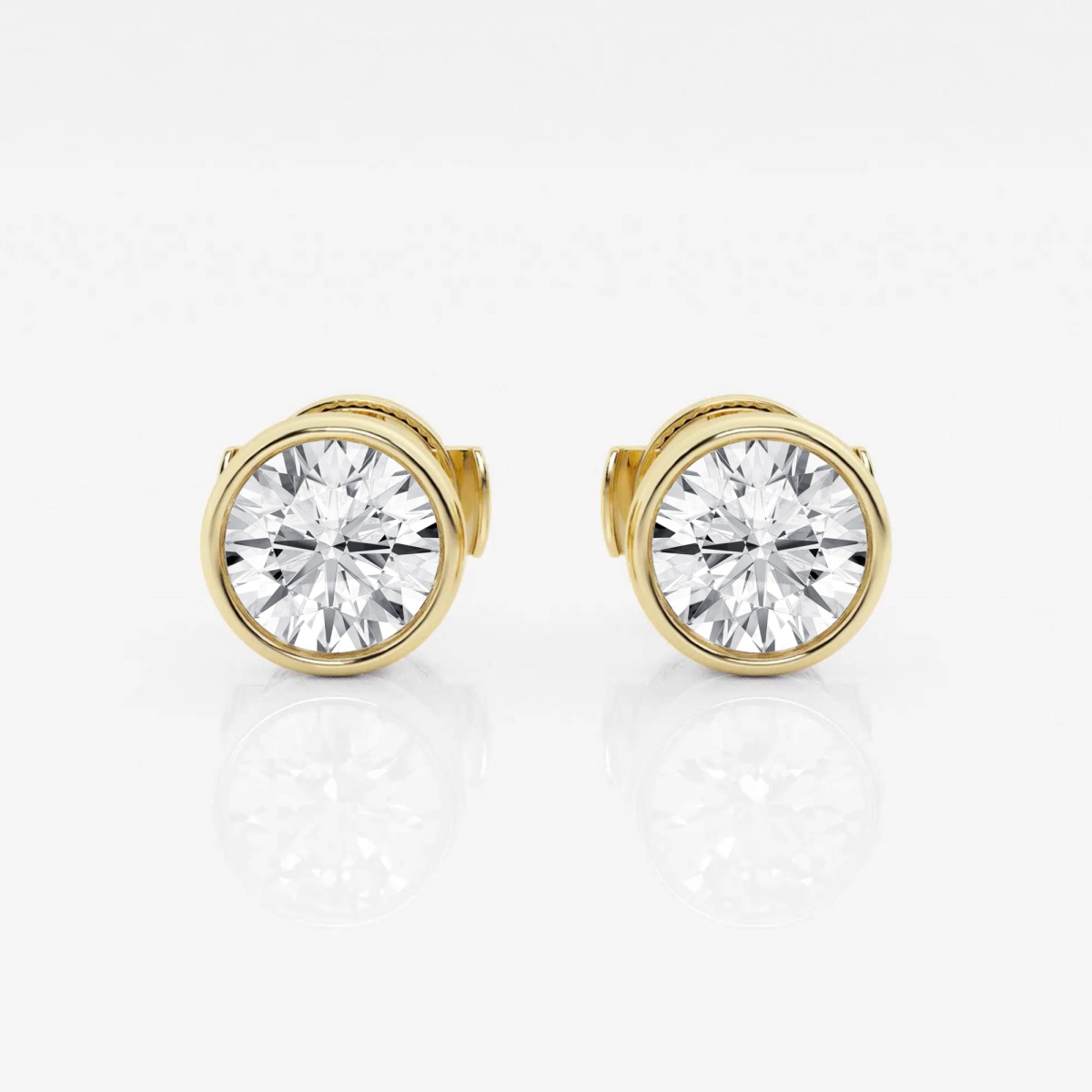 Additional Image 2 for  1 1/2 ctw Round Lab Grown Diamond Bezel Set Solitaire Certified Stud Earrings