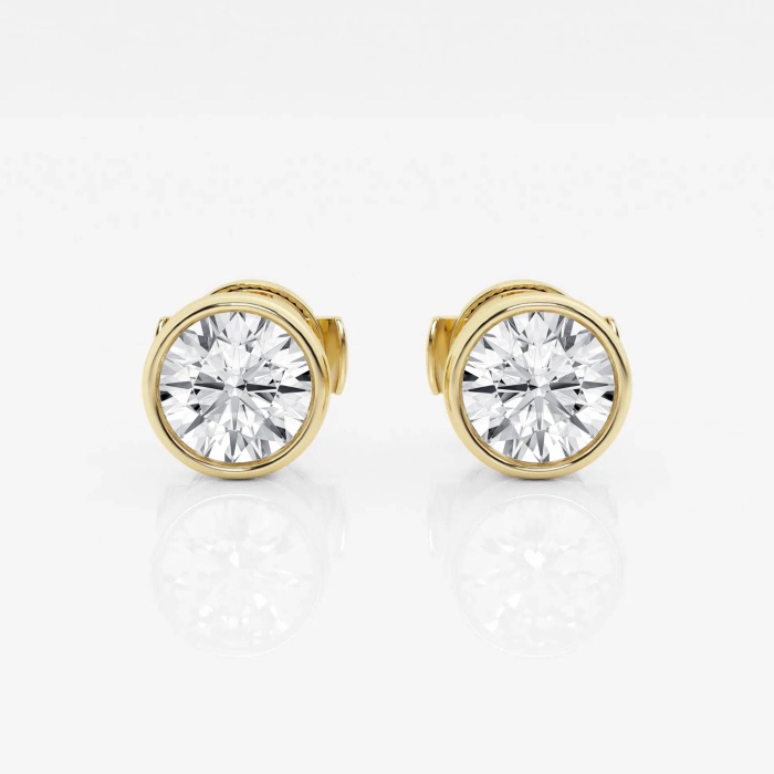 Additional Image 2 for  1 1/2 ctw Round Lab Grown Diamond Bezel Set Solitaire Certified Stud Earrings