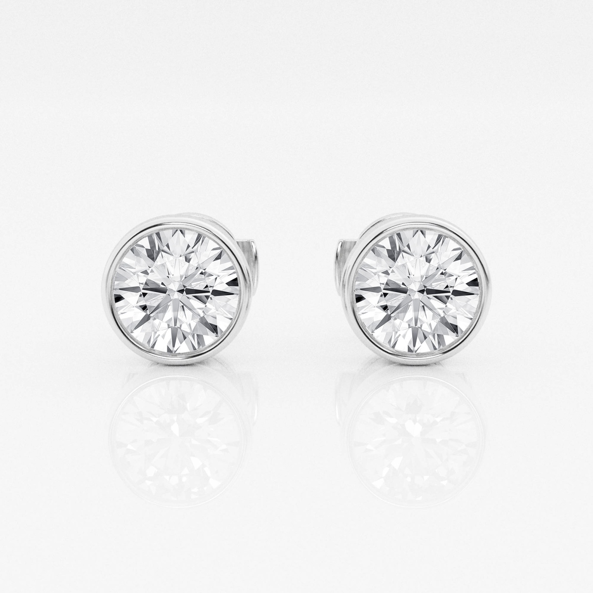 2 ctw Round Lab Grown Diamond Bezel Set Solitaire Certified Stud Earrings