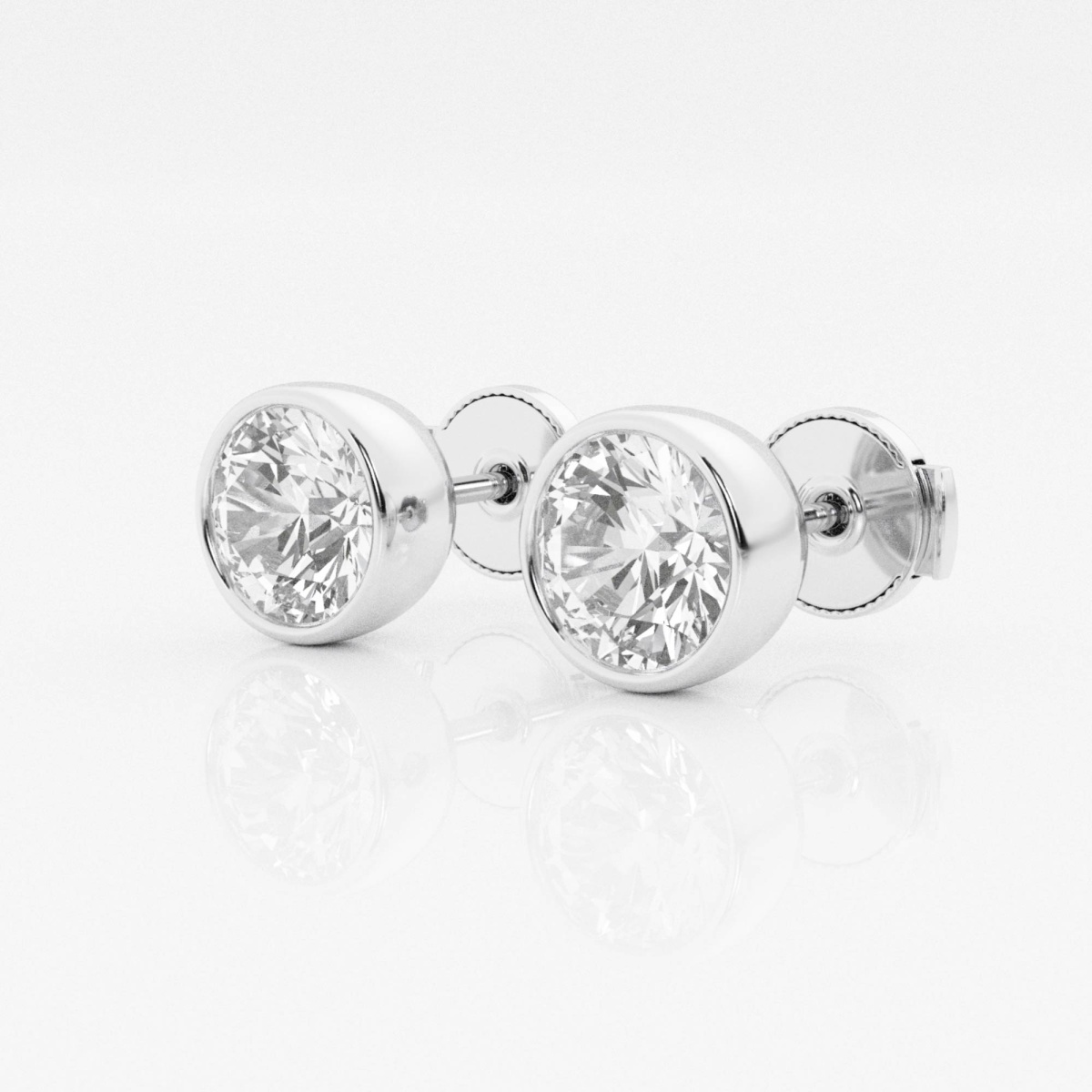 2 ctw Round Lab Grown Diamond Bezel Set Solitaire Certified Stud Earrings